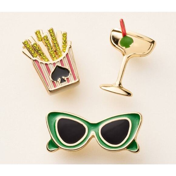 3pk Mixed Novelty Pin Set- kate spade new york x Target Green/Pink/Gold - Picture 1 of 4